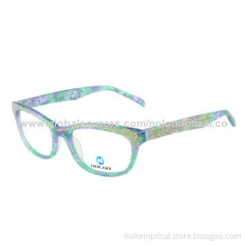 Acetate Eyeglasses with Metal Piece Pattern InsertNew
